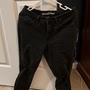 Womens Black Short fringed jeans